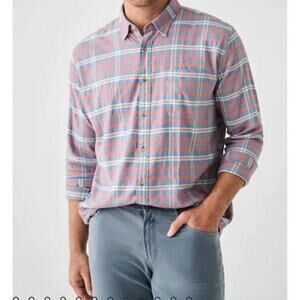 Faherty Movement Featherweight Flannel Button-Up Shirt Niagara River Plaid Large